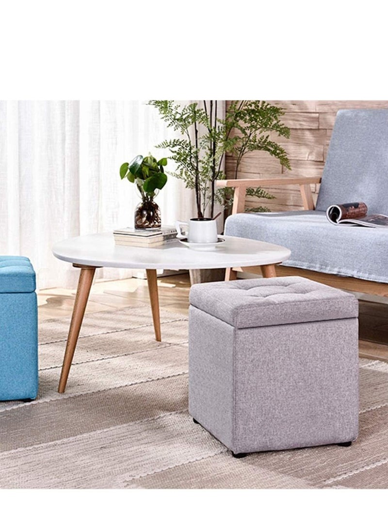 LINGWEI Ottoman Storage Stool Footrest Cube Grey 30x35x30cm - Image 2