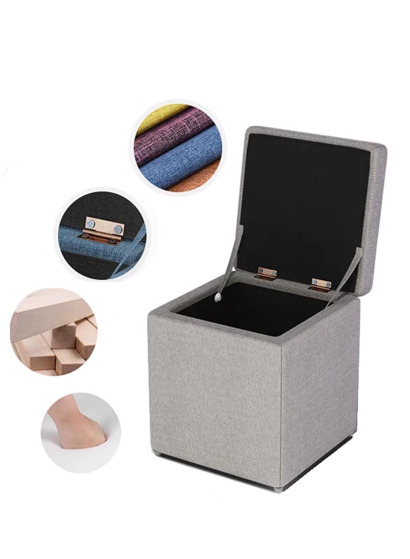 LINGWEI Ottoman Storage Stool Footrest Cube Grey 30x35x30cm - Image 3
