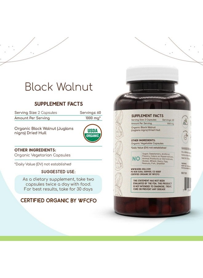 HerbEra Black Walnut USDA Organic 120 Capsules | Natural Herbal Supplement | Certified Organic Vegetarian Capsules and Organic Black Walnut (Juglans Nigra) Dried Hull (120 Capsules) - Image 4
