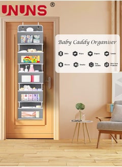 UNUNS Over Door Storage Organizer,Large Pockets Hanging Organizer,Heavy Duty Closet Organizer Cabinet Storage Bag For Bedroom Bathroom,5 Layer Door Hanging Organizer For Cosmetics Toys Sundries,Grey  - Image 2