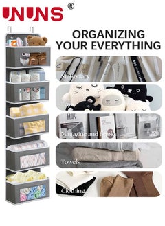 UNUNS Over Door Storage Organizer,Large Pockets Hanging Organizer,Heavy Duty Closet Organizer Cabinet Storage Bag For Bedroom Bathroom,5 Layer Door Hanging Organizer For Cosmetics Toys Sundries,Grey  - Image 3