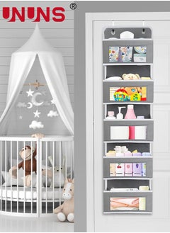 UNUNS Over Door Storage Organizer,Large Pockets Hanging Organizer,Heavy Duty Closet Organizer Cabinet Storage Bag For Bedroom Bathroom,5 Layer Door Hanging Organizer For Cosmetics Toys Sundries,Grey  - Image 5