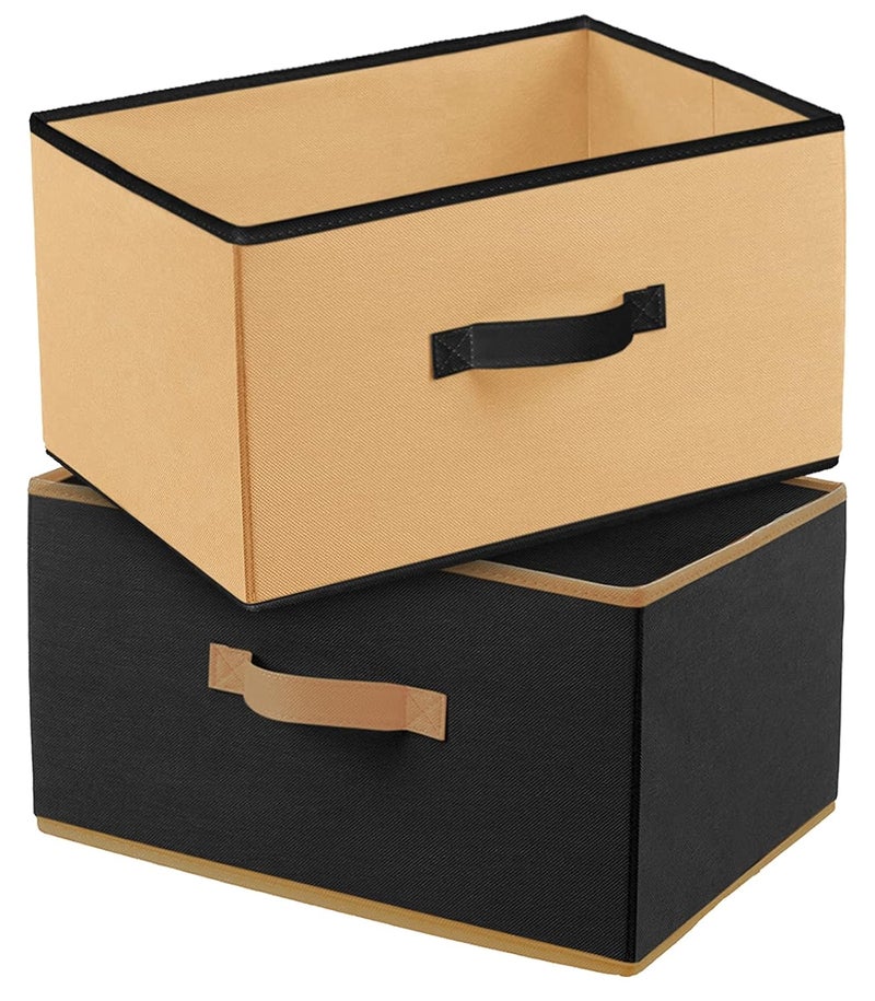 Kuber Industries Kuber Industries Multipurposes Rectangular Flodable Storage Box Drawer Storage and Cloth Organizer Pack of 2 Black BrownHS40KUBMART23926  - Image 1