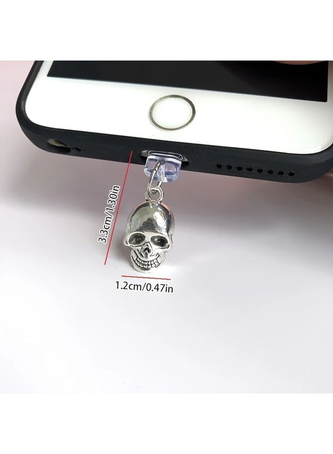 1pc Alloy Skull Phone Dust Plug For Type C Charging Interface Decorative Protector Pendant Ideal Gift Friend Halloween - Image 2