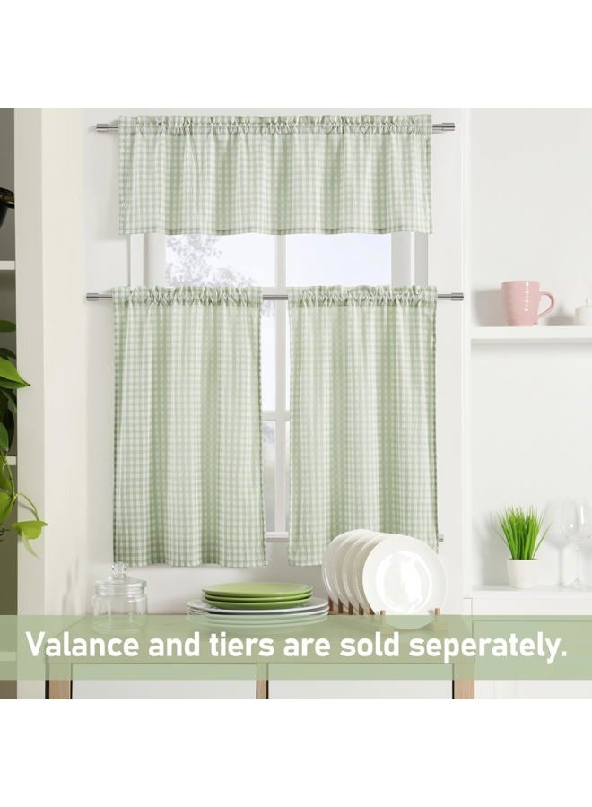 ZJDECOR Sage Green White Buffalo Plaid Valance for Kitchen Bathroom,Gingham Crinkled Not-See-Through Sheer Cafe Curtains,Farmhouse Window Treatment,Rod Pocket,52" Wx15 L(Pack of 1) - Image 4