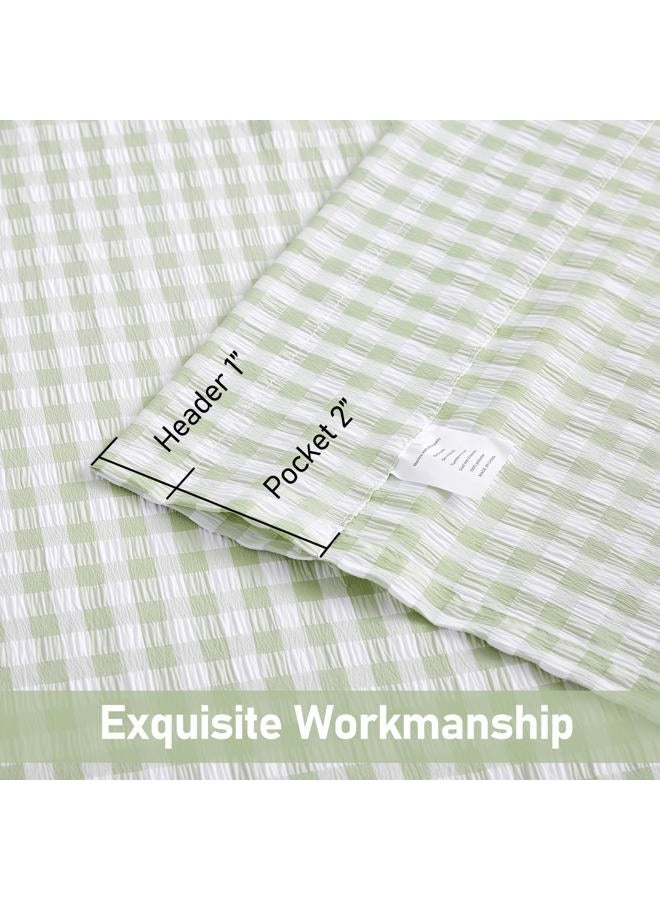 ZJDECOR Sage Green White Buffalo Plaid Valance for Kitchen Bathroom,Gingham Crinkled Not-See-Through Sheer Cafe Curtains,Farmhouse Window Treatment,Rod Pocket,52" Wx15 L(Pack of 1) - Image 3