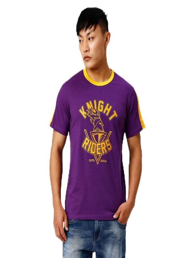 playR x KKR Knight Tee - Men's Half Sleeve Regular Fit Sports T-Shirt, Durable, Comfortable Sportswear for Match, Training & Casual Wear Stylish Tee for All Seasons Purple - Image 1