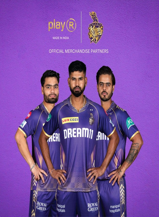 playR x KKR Knight Tee - Men's Half Sleeve Regular Fit Sports T-Shirt, Durable, Comfortable Sportswear for Match, Training & Casual Wear Stylish Tee for All Seasons Purple - Image 3