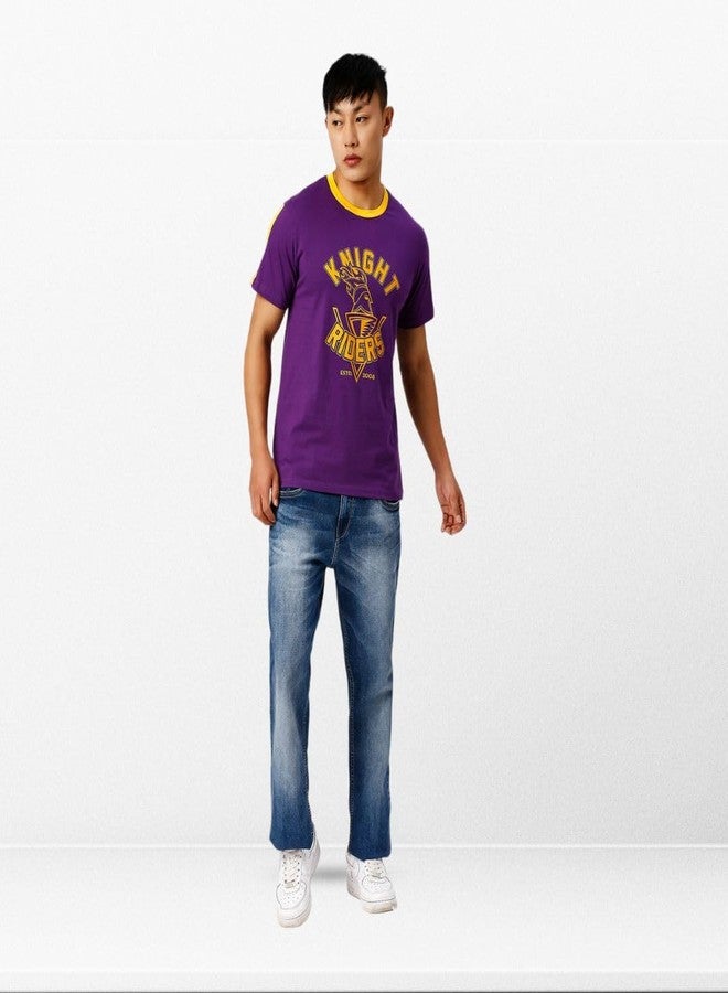 playR x KKR Knight Tee - Men's Half Sleeve Regular Fit Sports T-Shirt, Durable, Comfortable Sportswear for Match, Training & Casual Wear Stylish Tee for All Seasons Purple - Image 2