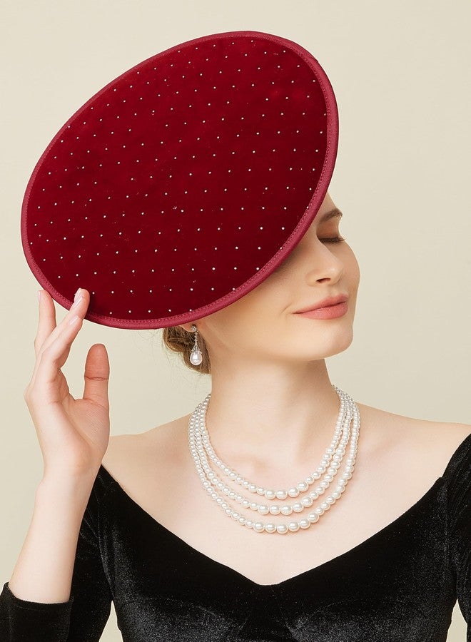 كوكو لاند قبعات كوكولاند النسائية الأنيقة - قبعة مخملية مسطحة أنيقة لحفلات الشاي والكوكتيل، وقبعة كنتاكي ديربي الجنائزية للحفلات - Image 4