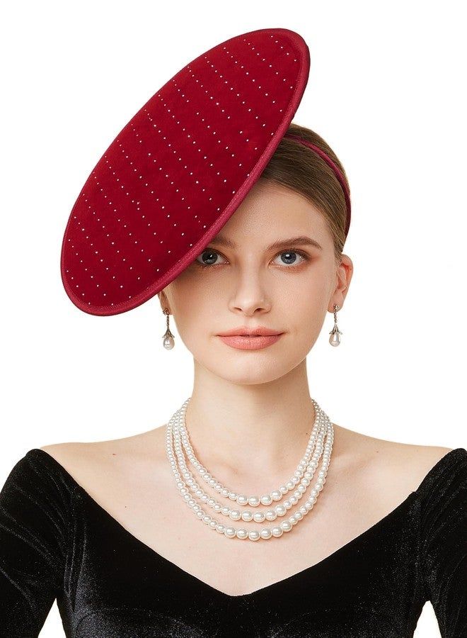 كوكو لاند قبعات كوكولاند النسائية الأنيقة - قبعة مخملية مسطحة أنيقة لحفلات الشاي والكوكتيل، وقبعة كنتاكي ديربي الجنائزية للحفلات - Image 1