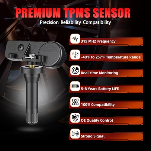 Cangecit 315Mhz Pre-Programmed TPMS,Compatible with Chevy Tahoe 2007-2020 | Colorado 2015-2022 | GMC Yukon 2007-2020 | Canyon 2013-2022, OE#13598771/13586335(Set of 4) - Image 4