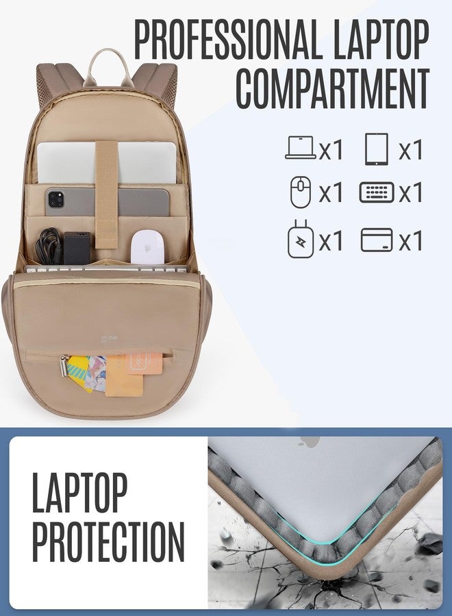 LIGHT FLIGHT Laptop Backpack Laptop Backpack for Women Travel Laptop Bag School College Large, Champagne, 17.3 Inch without Wheels, Women Backpack - Image 4