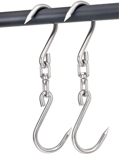 Alele Swiveling Meat Hook,12mm Heavy Duty Stainless Steel Processing Butcher Hooks - Large Fish,Hunting,Carcass Hanging Hook Pack of 2 (14.5 inch 12mm Swiveling Meat Hook-2p) - Image 1