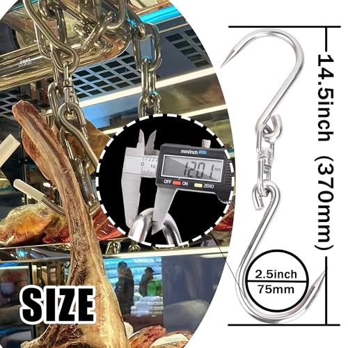 Alele Swiveling Meat Hook,12mm Heavy Duty Stainless Steel Processing Butcher Hooks - Large Fish,Hunting,Carcass Hanging Hook Pack of 2 (14.5 inch 12mm Swiveling Meat Hook-2p) - Image 3