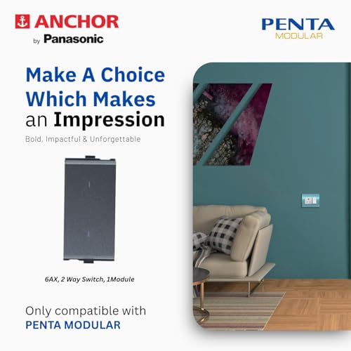 Anchor by Panasonic Penta Modular 6AX 2 Way Switch, 1 Module 2 Way Switch (Black, 65002B-20) - Image 3