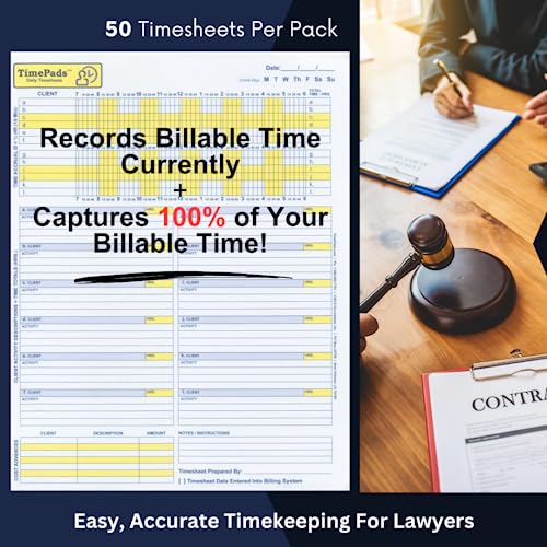 TimePads: "Check-The-Box" Time Sheets for Lawyers. Effortless Timekeeping for Attorneys. (Pad of 50 Time Sheets). 8.5x11". Made in USA. - Image 3
