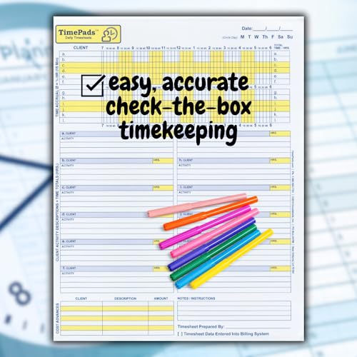TimePads: "Check-The-Box" Time Sheets for Lawyers. Effortless Timekeeping for Attorneys. (Pad of 50 Time Sheets). 8.5x11". Made in USA. - Image 4