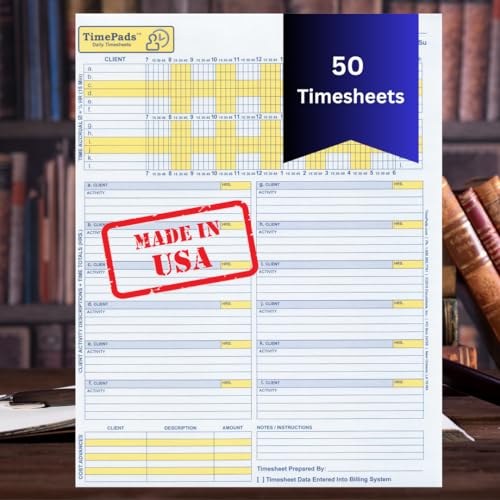 TimePads: "Check-The-Box" Time Sheets for Lawyers. Effortless Timekeeping for Attorneys. (Pad of 50 Time Sheets). 8.5x11". Made in USA. - Image 2