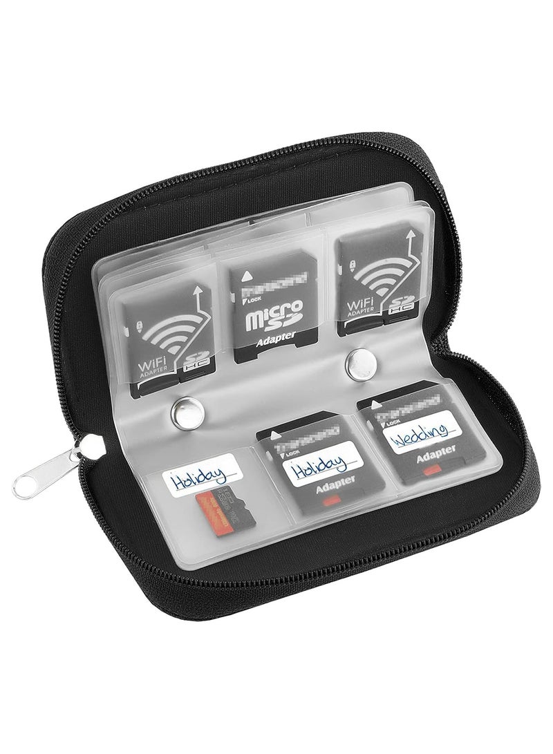 NANAO حافظة بطاقة الذاكرة - تتسع حتى 22 بطاقة SD، SDHC، Micro SD، Mini SD و 4 بطاقات CF - حاملة بـ 22 فتحة - للتخزين والسفر (أسود) - Image 4