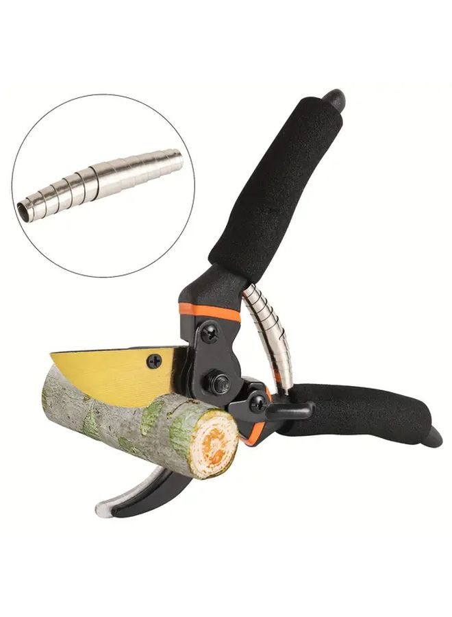 Heavy Duty Garden Pruning Shears Spring Loaded 2 Piece Set Black Ergonomic Grip - Image 1