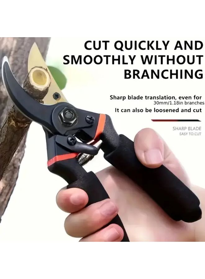 Heavy Duty Garden Pruning Shears Spring Loaded 2 Piece Set Black Ergonomic Grip - Image 4