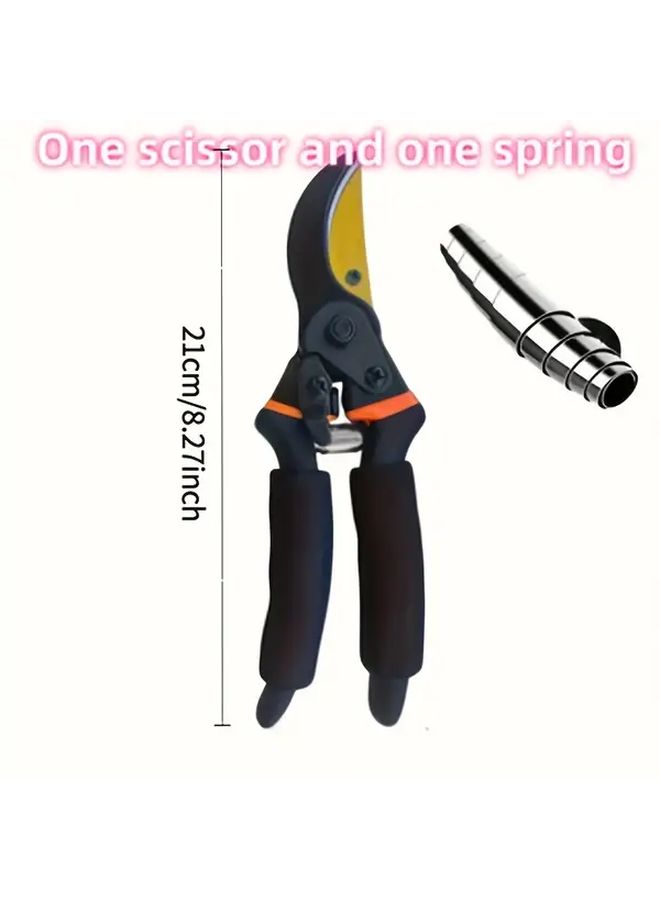 Heavy Duty Garden Pruning Shears Spring Loaded 2 Piece Set Black Ergonomic Grip - Image 5