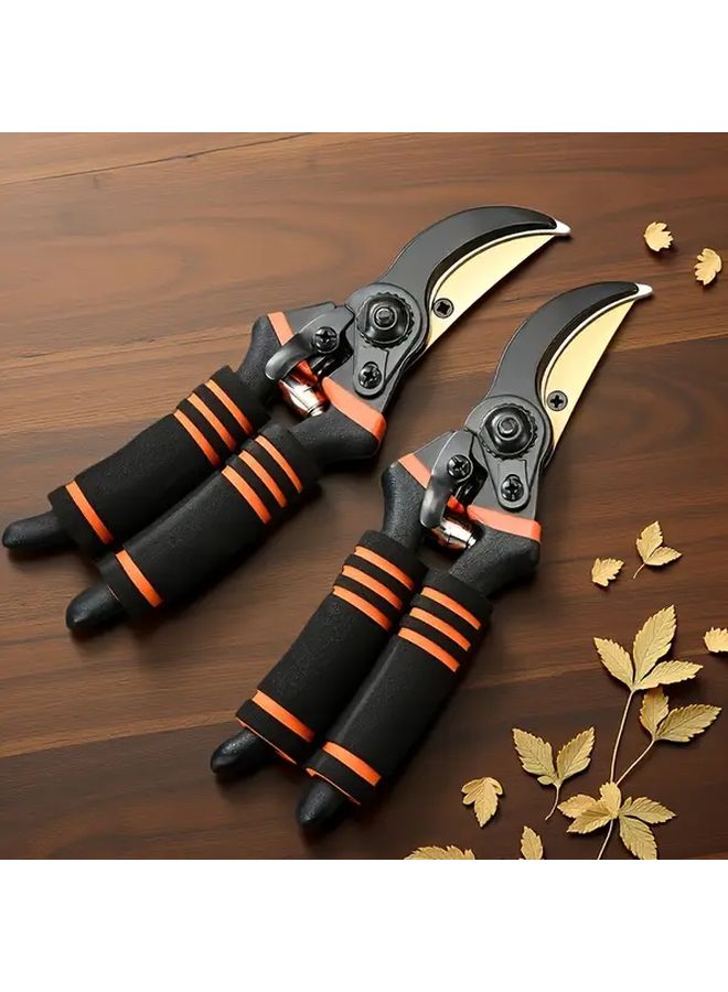 Heavy Duty Garden Pruning Shears Spring Loaded 2 Piece Set Black Ergonomic Grip - Image 2