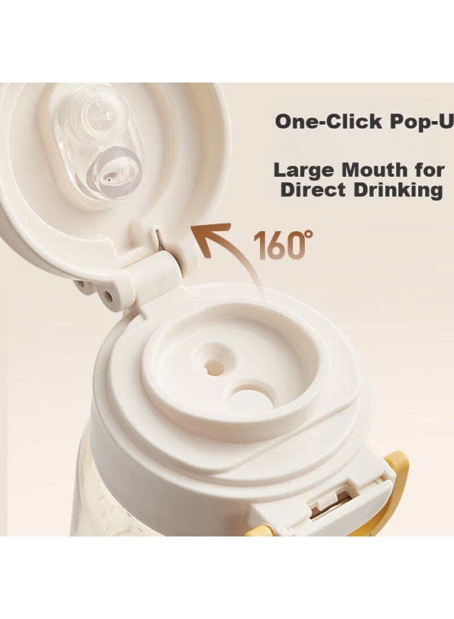 Supor Ppsu Double Drinking Plastic Cup With Lid For Adults And Children, Large Capacity Plastic Cup, Malt White, 600ml - Image 4