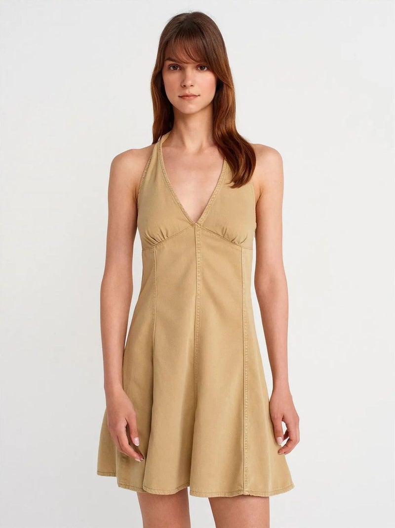 DILVIN Halter Neck A-Line Mini Dress - Image 1