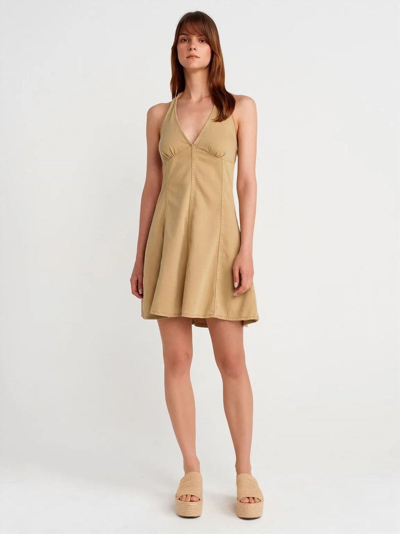 DILVIN Halter Neck A-Line Mini Dress - Image 4
