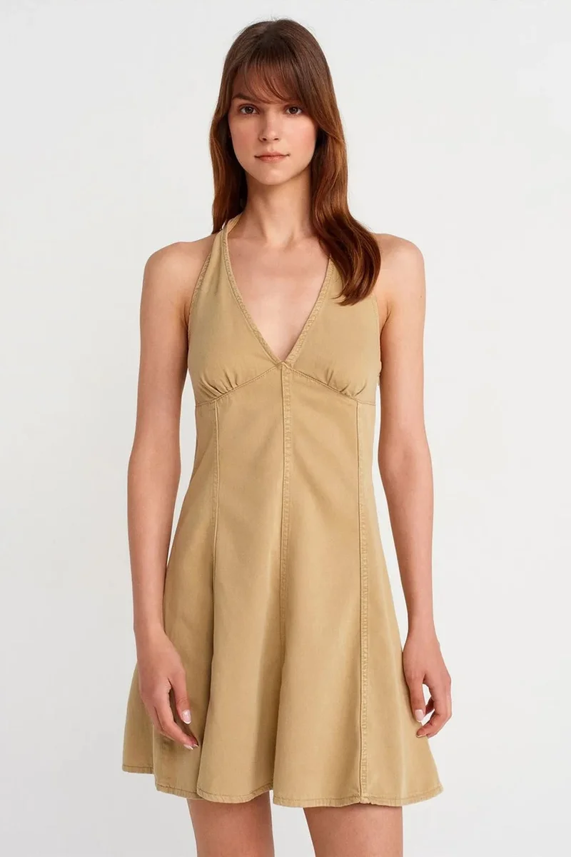 ديلفين DILVIN Halter Neck A-Line Mini Dress