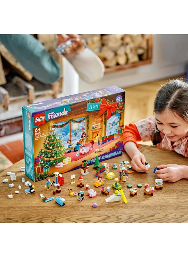 LEGO Friends Advent Calendar 2024, Christmas Countdown Toy for Kids with 24 Surprises Including 5 Mini-Doll Characters and 3 Animal Figures, Themed Gift Idea for 6 Plus Year Old Girls & Boys 42637