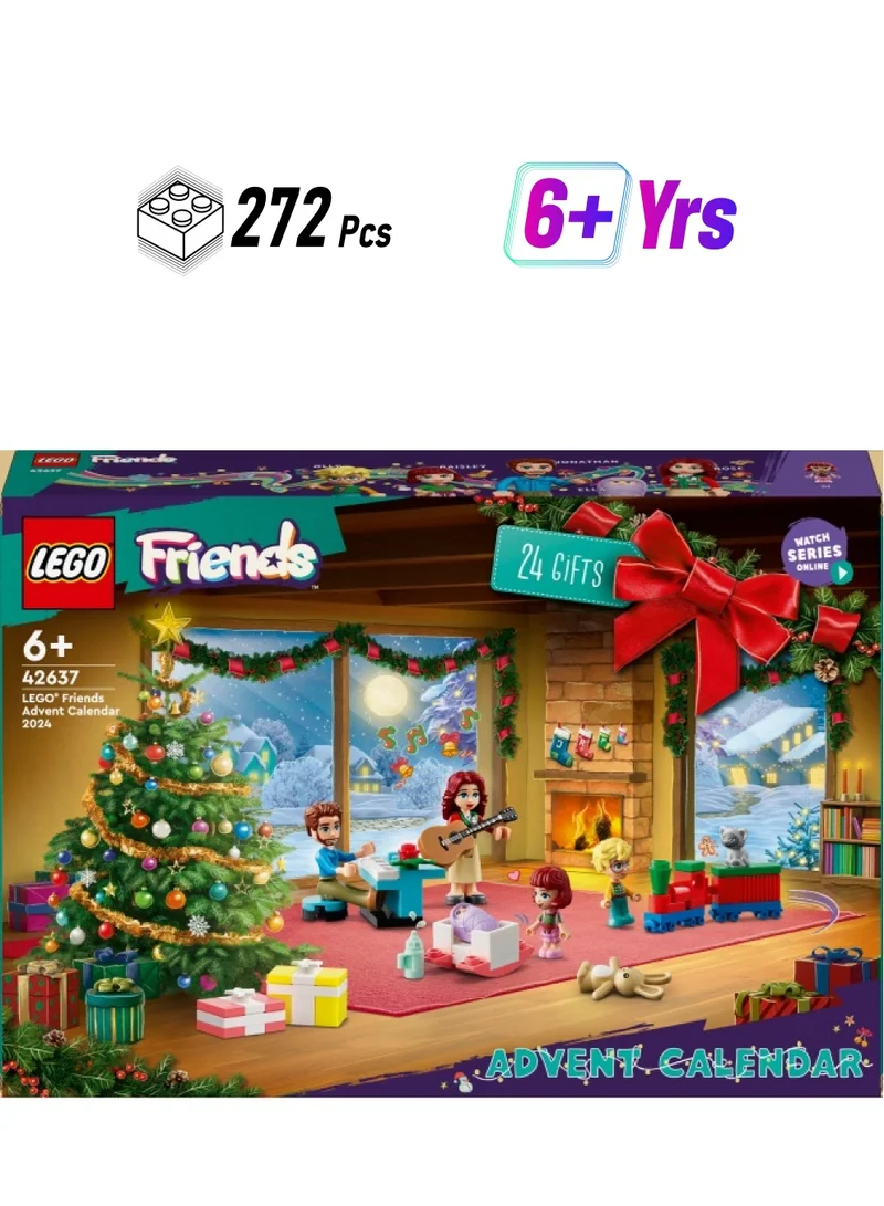 LEGO Friends Advent Calendar 2024, Christmas Countdown Toy for Kids with 24 Surprises Including 5 Mini-Doll Characters and 3 Animal Figures, Themed Gift Idea for 6 Plus Year Old Girls & Boys 42637