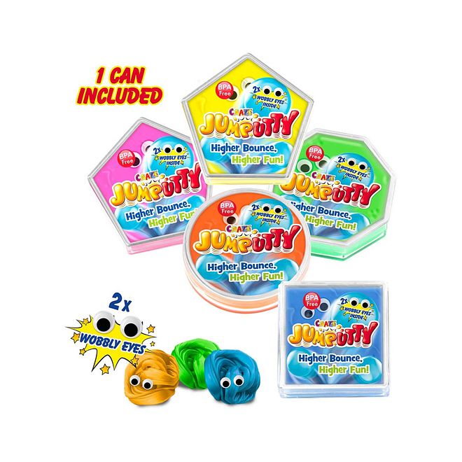 Craze Jumputty Can 15g - Assorted Colors, Glow in the Dark, High Bounce with Wobbly Eyes, Odorless, Non-Drying, 3+ Years - Image 2
