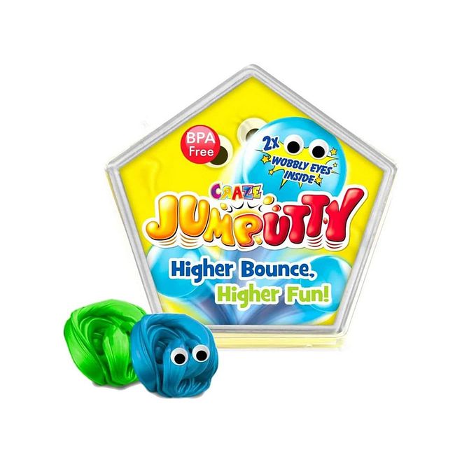 Craze Jumputty Can 15g - Assorted Colors, Glow in the Dark, High Bounce with Wobbly Eyes, Odorless, Non-Drying, 3+ Years - Image 1