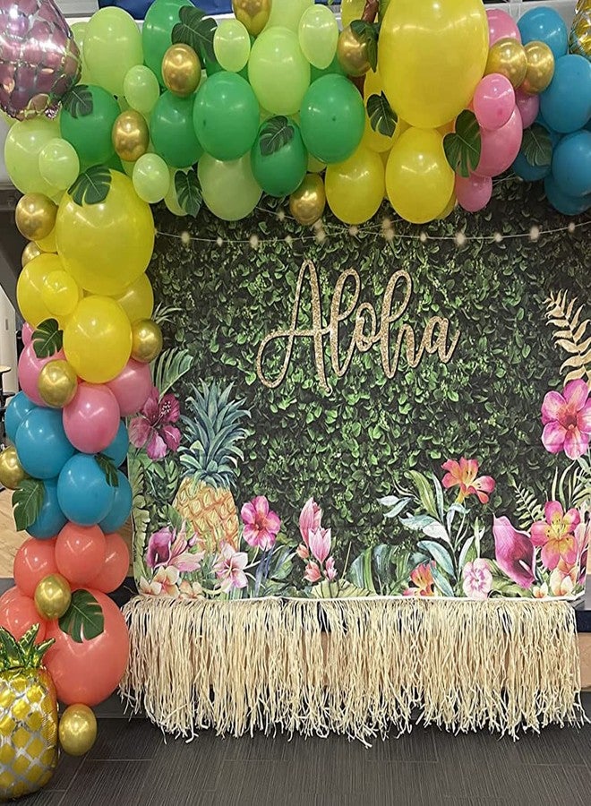 Avezano Aloha Backdrop Luau Birthday Party Backdrop Tropical Hawaiian Baby Shower Party Banner Decoration Glitter Lights Green Grass Pineapple Background for Photography Photo Booth Banner - Image 5