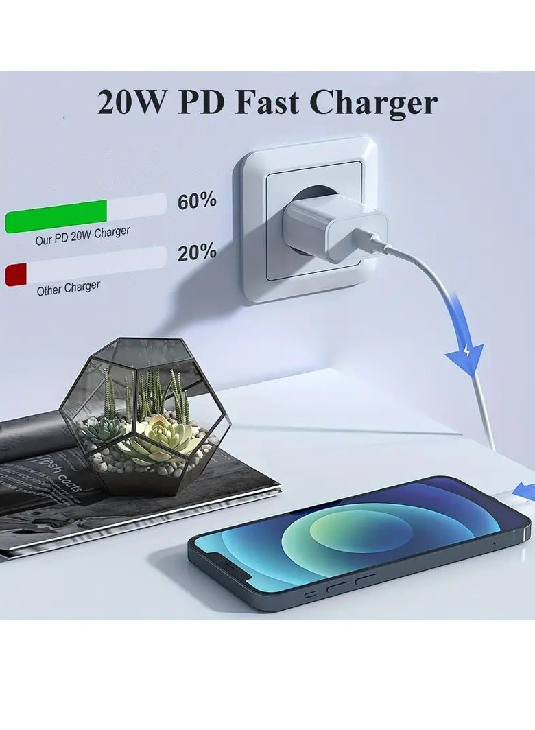 MUNTAQI شاحن حائط سريع 20 واط USB-C PD بحزمة 2 - مع قابس بمعيار أوروبي - متوافق مع آيفون 15/14/13 برو ماكس/ميني/إكس إس/إكس آر، آيباد إير، والمزيد - [مناسب للسفر] [محول طاقة لـ 110 فولت/220 فولت] - Image 5