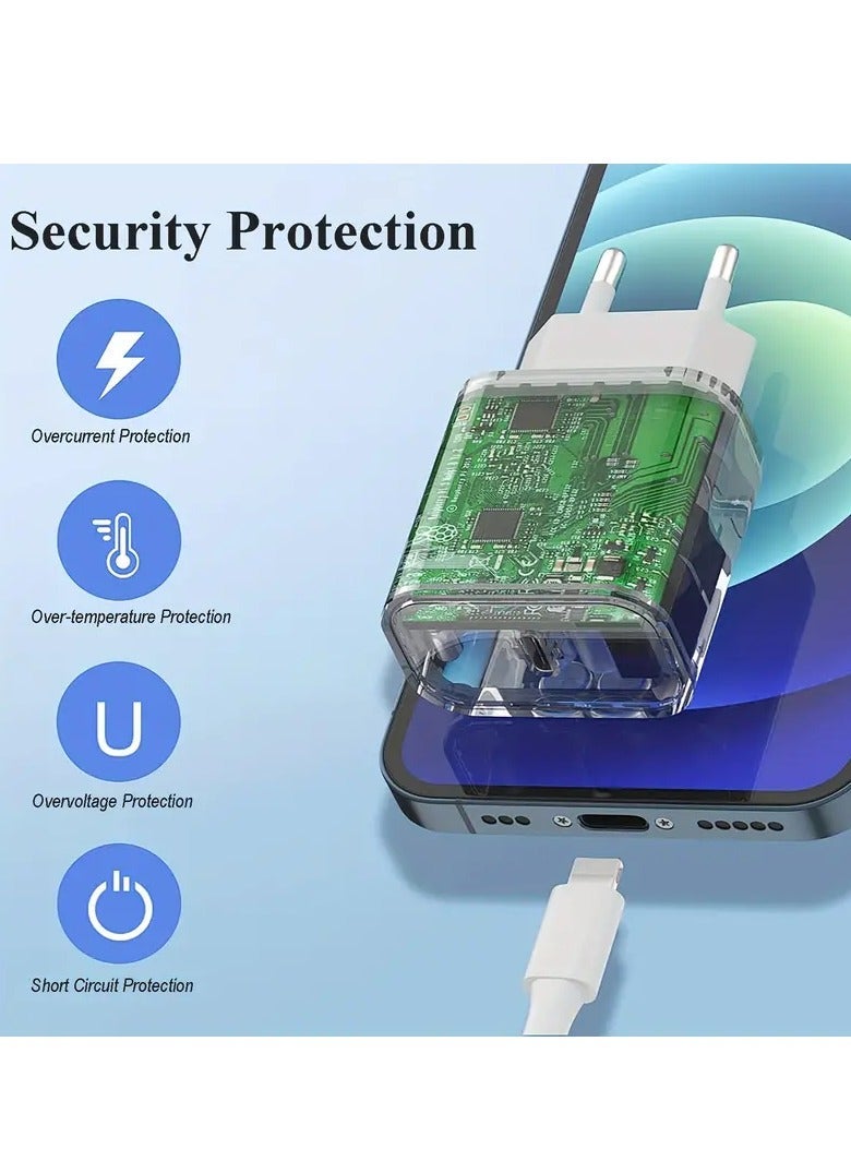 MUNTAQI شاحن حائط سريع 20 واط USB-C PD بحزمة 2 - مع قابس بمعيار أوروبي - متوافق مع آيفون 15/14/13 برو ماكس/ميني/إكس إس/إكس آر، آيباد إير، والمزيد - [مناسب للسفر] [محول طاقة لـ 110 فولت/220 فولت] - Image 4