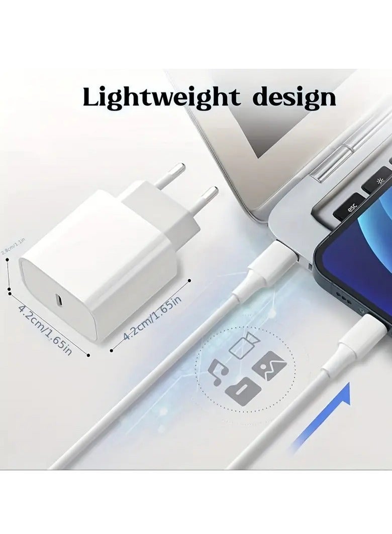 MUNTAQI شاحن حائط سريع 20 واط USB-C PD بحزمة 2 - مع قابس بمعيار أوروبي - متوافق مع آيفون 15/14/13 برو ماكس/ميني/إكس إس/إكس آر، آيباد إير، والمزيد - [مناسب للسفر] [محول طاقة لـ 110 فولت/220 فولت] - Image 3