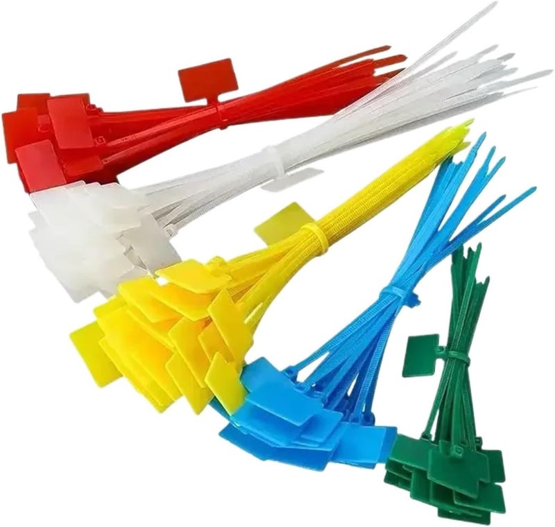 1000Pcs Nylon Tie Tags Self-Locking Network Cable Zip Trim Wrap Loop Wire Straps Label(Blue) - Image 1