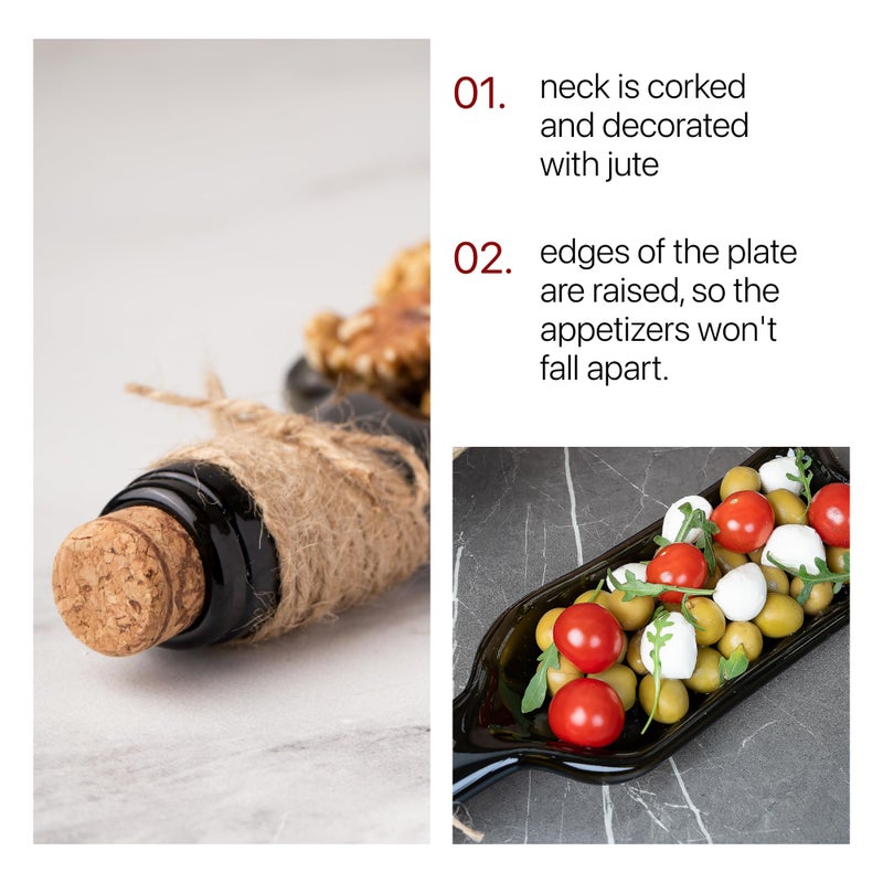 Glasiko world Melted Wine Bottle Serving Boards; Decorative Rectangle Serving Trays for Home Decor; Small Cheese Platter Serving Board; Unique Cheese and Cracker Tray for Dinner Party - Image 3