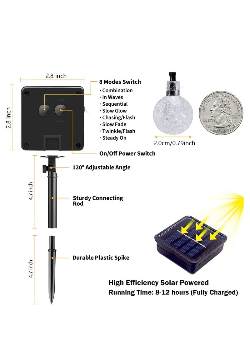 Cool Baby COOLBABY Outdoor Solar String Light Waterproof 200 LED Bulbs 8 Modes Crystal Ball Light 22M Solar Garden Light Suitable for Lawn Yard - Image 3