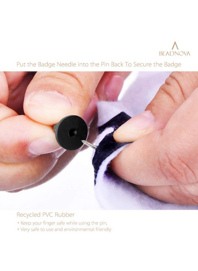 BEADNOVA 50 Pairs Pin Backings Tie Tacks Blank Pins With Rubber Pin Backings Pin Backs For Crafts (Silver Black 50 Sets) - Image 4