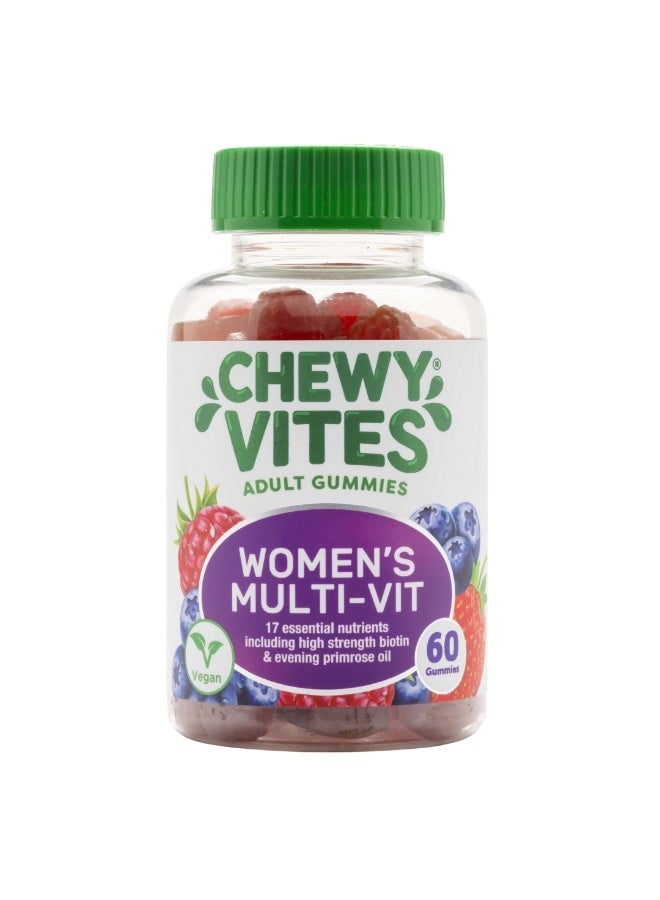CHEWY VITES فيتامينات متعددة للنساء 60 حبة جيلاتينية 17 عنصر غذائي أساسي عصير فواكه حقيقي نباتي 2 في اليوم - Image 1