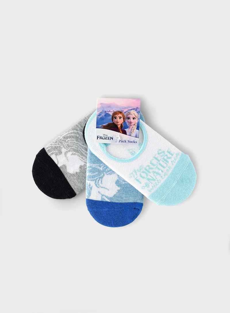 Disney Kids 3 Pack Frozen No Show Socks