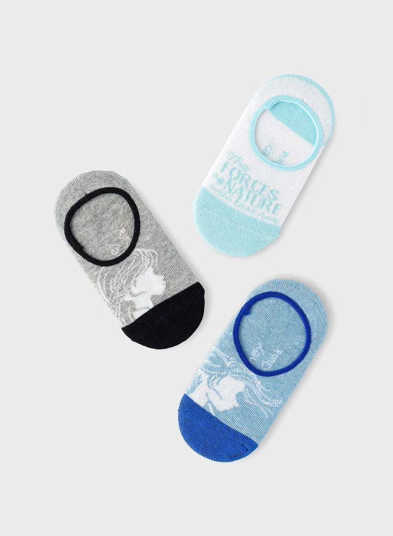 Disney Kids 3 Pack Frozen No Show Socks
