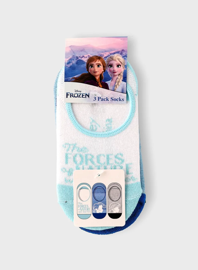 Disney Kids 3 Pack Frozen No Show Socks