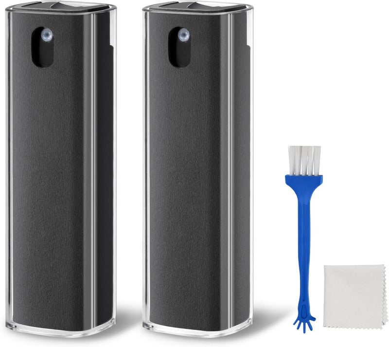 JiaTeums Natural Screen Cleaner Spray 12ml Cleaner and Reusable Microfiber Cloth Set, 2 Bottles Screen Cleaner for Smartphone, Touch Screen, Laptop, iPad (Gray+Grey) - Image 1