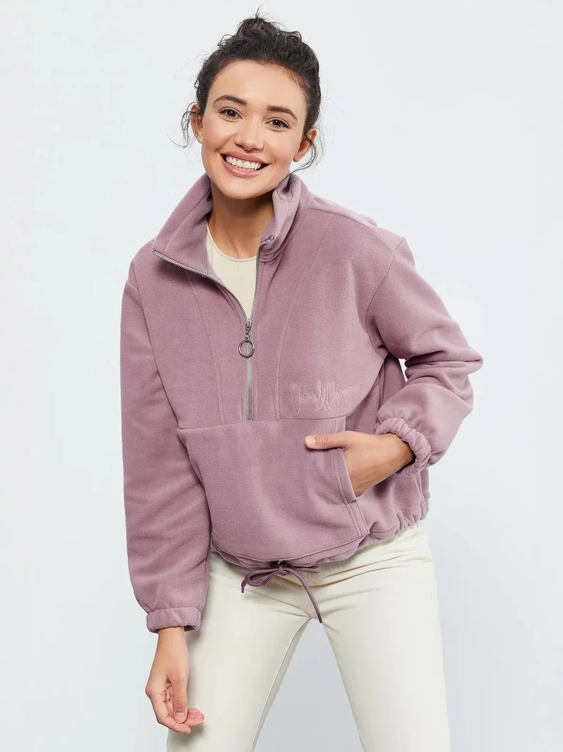 تومي لايف TOMMY Oversized Half-zip Plush Sweatshirt